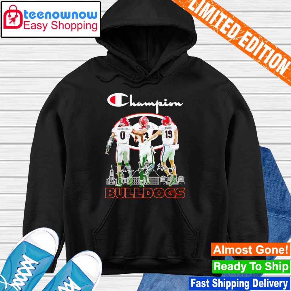 Champion Darnell Washington Stetson Bennett And Brock Bowers Georgia  Bulldogs Signatures Shirt, hoodie, sweater, long sleeve and tank top