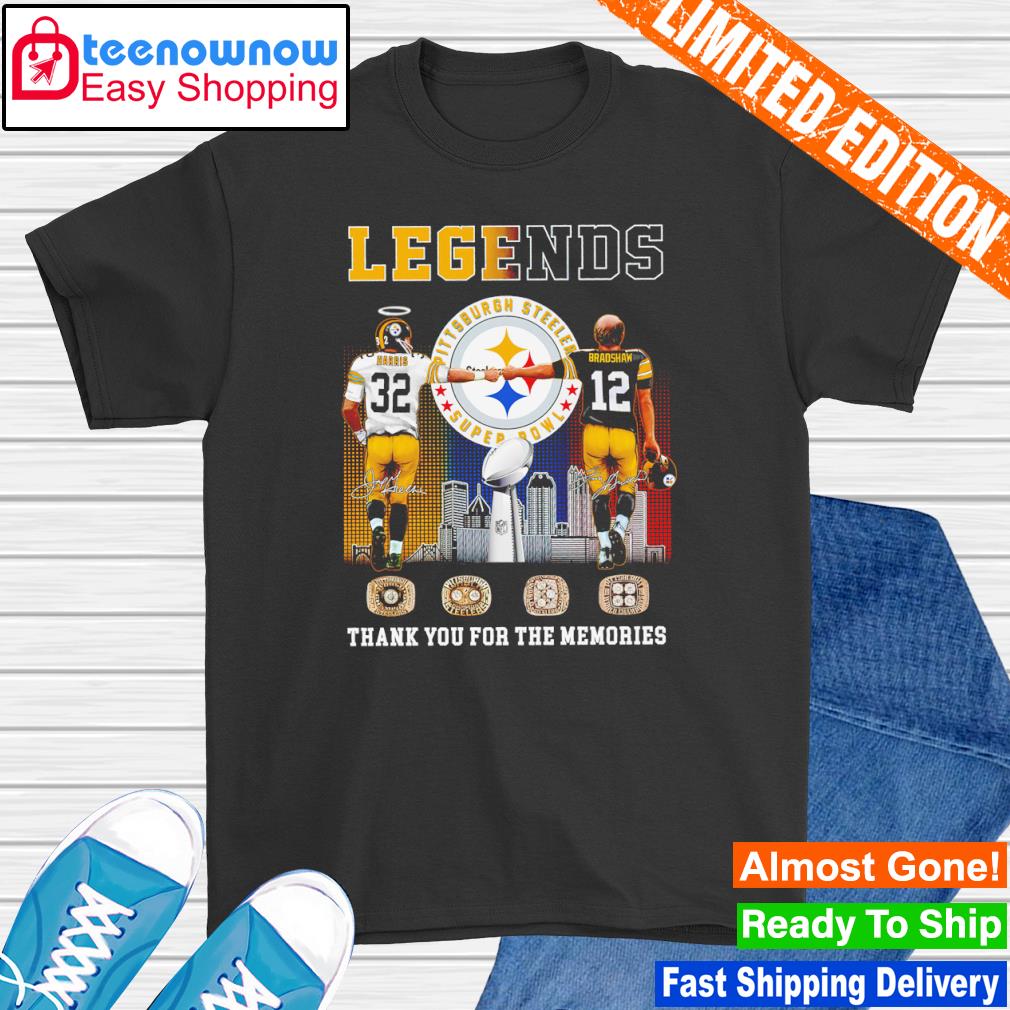 Franco Harris and Terry Bradshaw Legends thank you for the memories signatures shirt