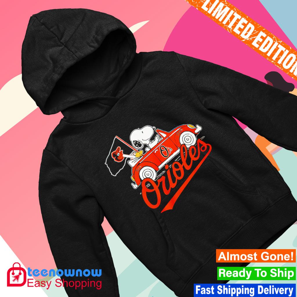 Snoopy Drives Car With Baltimore Orioles Flag Shirt - teejeep
