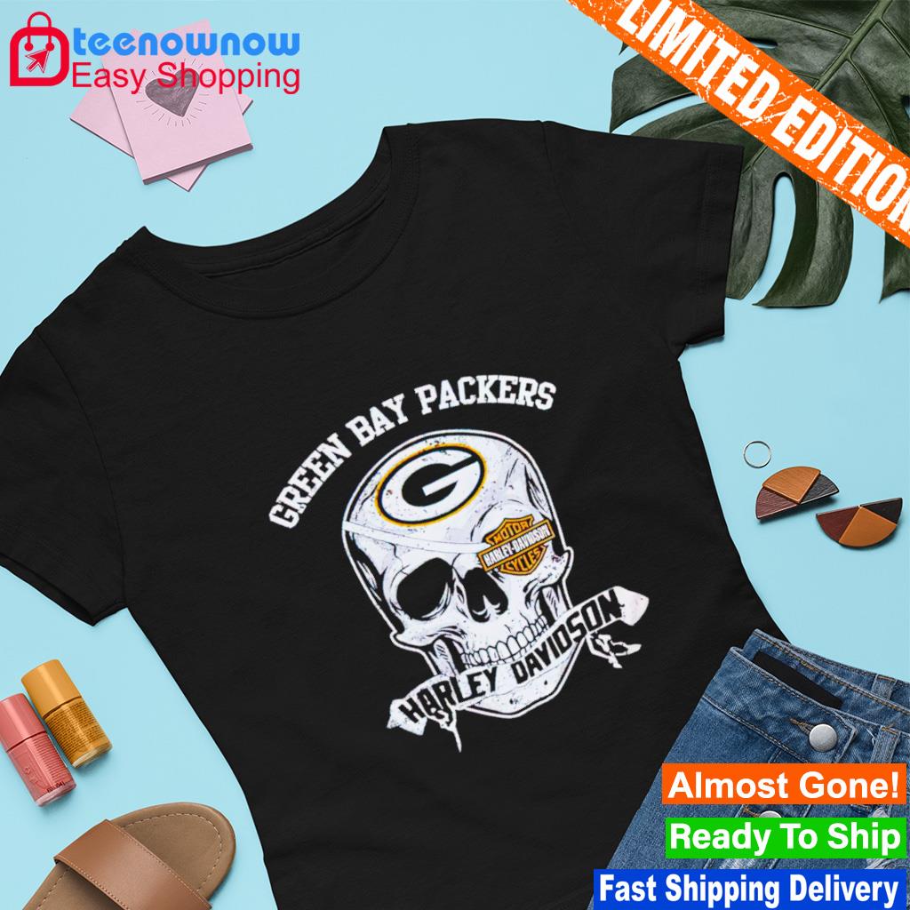 Skull Green Bay Packers harley davidson Green Bay Packers shirt, hoodie,  sweater, long sleeve and tank top