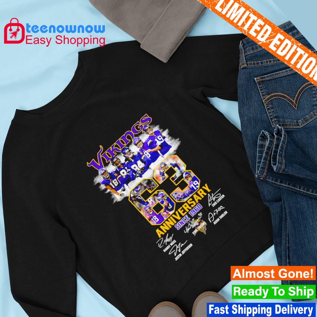 Minnesota Vikings 63 anniversary since 1960 signatures shirt, hoodie,  sweater, long sleeve and tank top