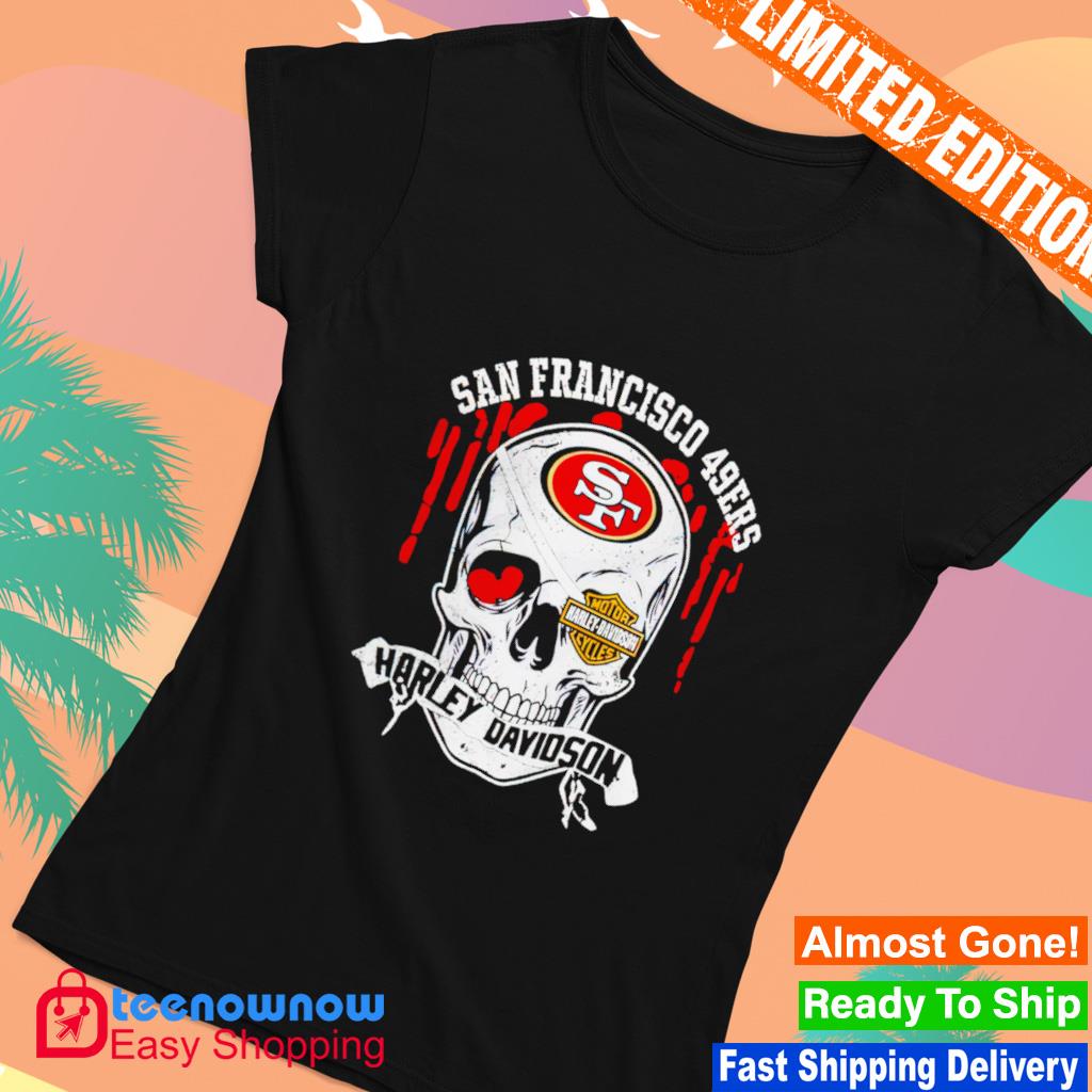 Harley Davidson Skull San Francisco 49ers Shirt, Unique 49ers Gifts in 2023