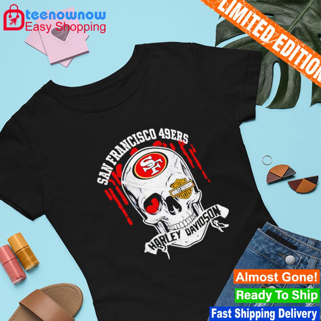 Skull mashup Harley Davidson and San Francisco 49ers shirt, hoodie