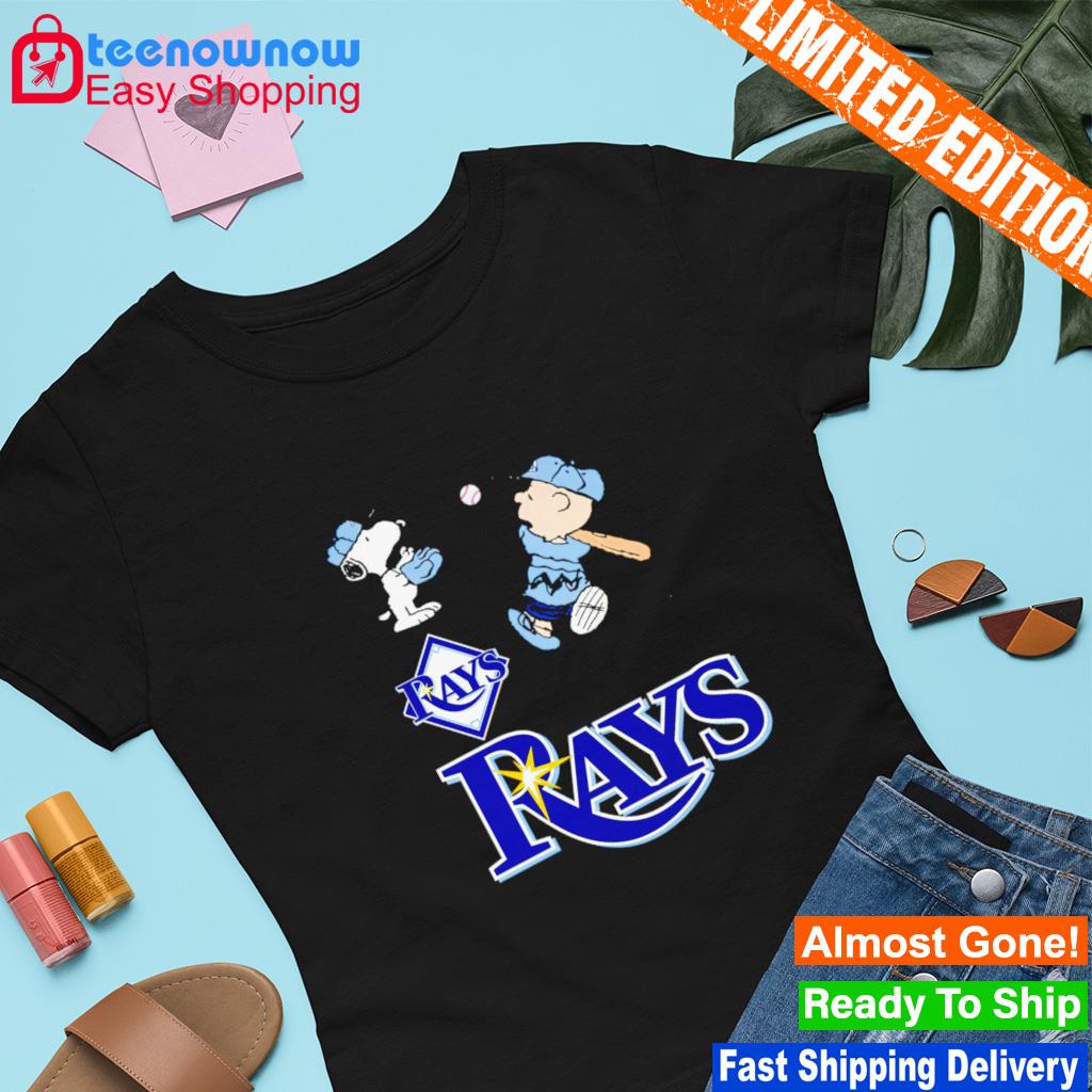 Snoopy and Charlie Brown playing baseball Tampa Bay Rays shirt