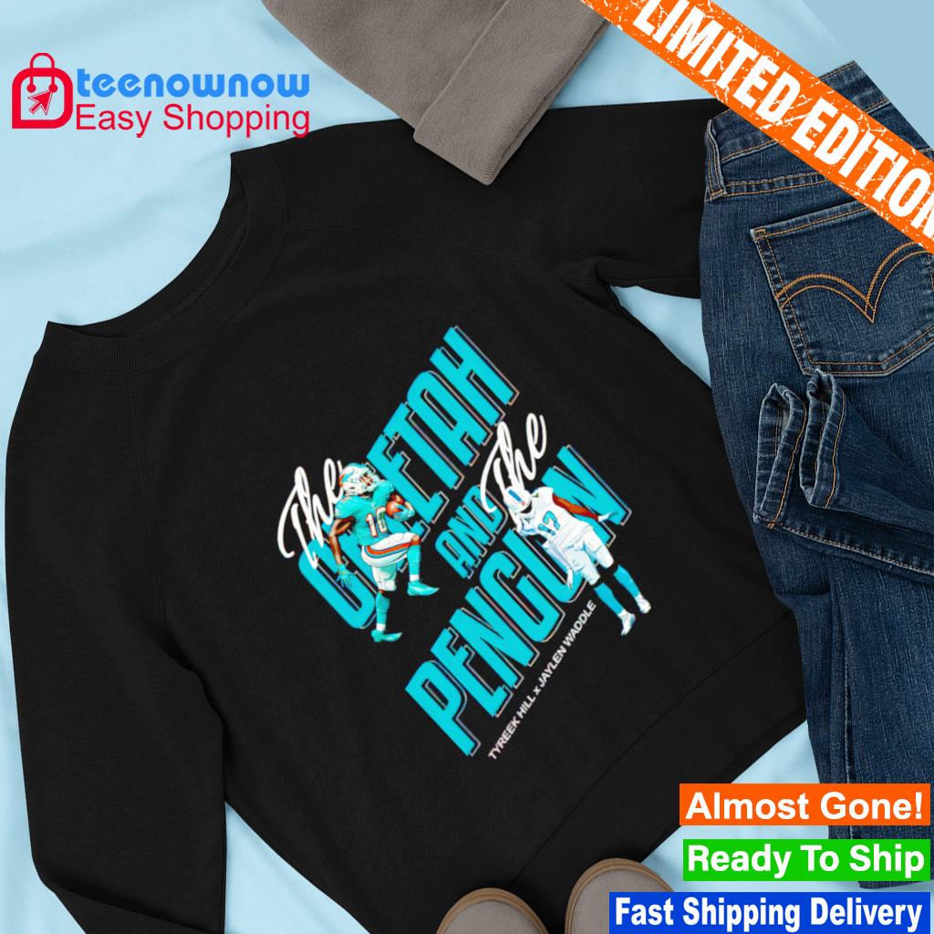 Miami Dolphins Tyreek Hill and Jaylen Waddle greetings from Miami Cheetah  and Penguin shirt, hoodie, sweater, long sleeve and tank top