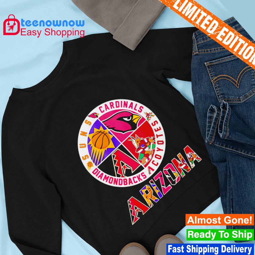 Arizona Diamondbacks Suns Cardinals Coyotes 4 teams sports circle logo 2023  shirt, hoodie, sweater, long sleeve and tank top