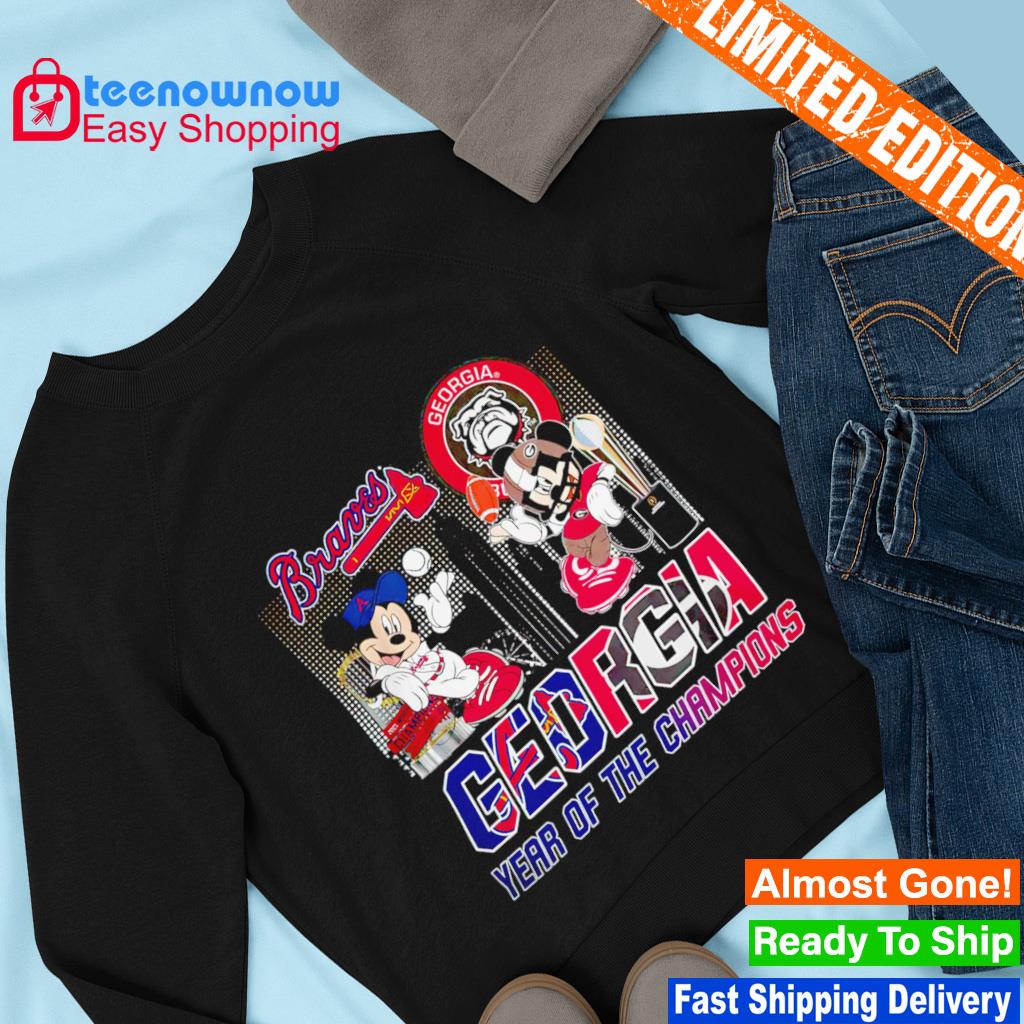 Official Georgia Bulldogs Atlanta braves year of the champion Mickey mouse  art design t-shirt, hoodie, sweater, long sleeve and tank top